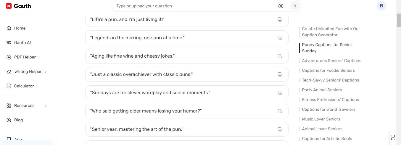 Elevate Senior Sunday Posts with Gauth's Captivating Captions